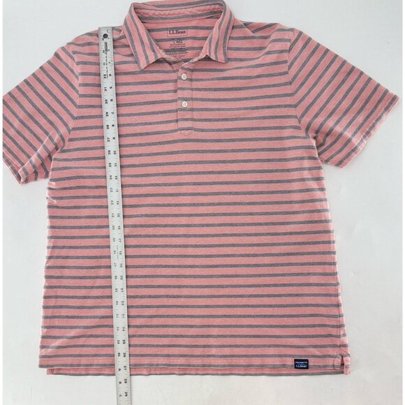 L.L.Bean Polo Shirt Men’s Muted Pink Striped Traditional Fit Sz L Preppy Classic - Picture 7 of 8